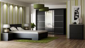 Manželská postel s roštem 160x200 cm v černé matné barvě KN535