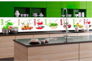 DIMEX | Fototapeta do kuchyně Koření KI-350-003 | 350 x 60 cm | zelená, červená, bílá, béžová