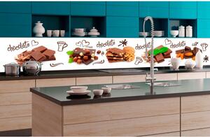 DIMEX | Fototapeta do kuchyně Čokoláda KI-350-021 | 350 x 60 cm | zelená, bílá, hnědá