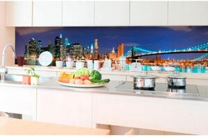 DIMEX | Fototapeta do kuchyně Manhattan KI-350-017 | 350 x 60 cm | modrá, béžová, hnědá