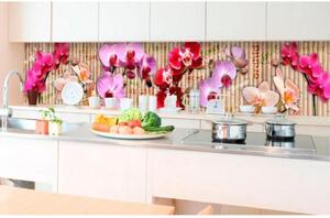 DIMEX | Fototapeta do kuchyně Orchidej KI-350-026 | 350 x 60 cm | fialová, béžová, růžová