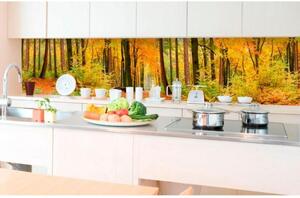 DIMEX | Fototapeta do kuchyně Podzimní les KI-350-045 | 350 x 60 cm | zelená, oranžová, hnědá