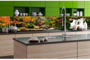 DIMEX | Fototapeta do kuchyně Mlýn KI-350-042 | 350 x 60 cm | zelená, oranžová, hnědá
