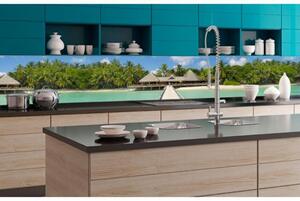 DIMEX | Fototapeta do kuchyně Molo KI-350-035 | 350 x 60 cm | zelená, modrá, šedá