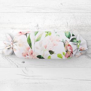 Biante Polštář válec bonbon Sandra SA-432 Ptáci mezi květy 15x40 cm