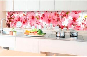 DIMEX | Fototapeta do kuchyně Květy jabloní KI-350-054 | 350 x 60 cm | červená, bílá, růžová