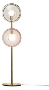 Luxusní stojací lampa Bomma Orbital Povrch Montury: Broušená zlatá, Barva skla: Růžová + bílá