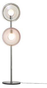Luxusní stojací lampa Bomma Orbital Povrch Montury: broušená stříbrná, Barva skla: Růžová + bílá
