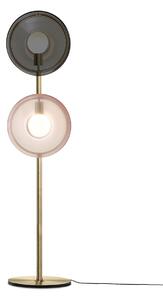 Luxusní stojací lampa Bomma Orbital Povrch Montury: Broušená zlatá, Barva skla: Kouřová + Růžová