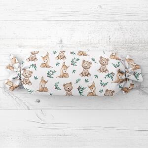Biante Dětský polštář válec bonbon Sandra SA-470 Medvídci a koloušci na bílém 15x40 cm