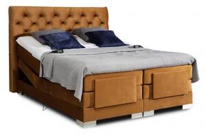Kontinentální postel CARLINO boxspring s elektrickým polohováním 200x180, hořčicová (Monolith 48)