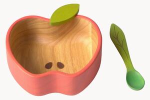 Sada ručně vyrobené misky se lžičkou Pepa the Apple, 2 díly