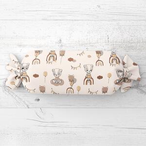 Biante Dětský polštář válec bonbon Sandra SA-454 Medvídci s balonky na béžovém 15x40 cm