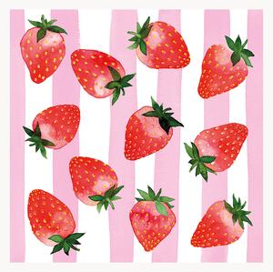 Sada papírových ubrousků Strawberry & Stripes, 40 dílů