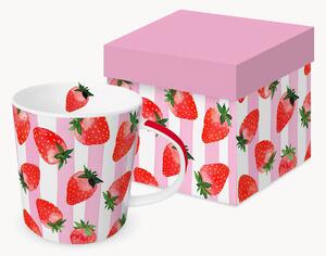 Hrnek z kostního porcelánu New Bone China Strawberry & Stripes