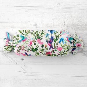 Biante Polštář válec bonbon Sandra SA-495 Duhoví kolibříci mezi květy 15x40 cm