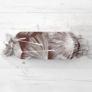Biante Polštář válec bonbon Sandra SA-499 Bílé abstraktní chmýří na hnědém 15x40 cm