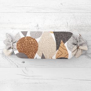 Biante Polštář válec bonbon Sandra SA-507 Hnědo-šedé kapky s ornamenty 15x40 cm