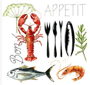 Sada papírových ubrousků Fish Food, 40 dílů