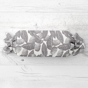 Biante Polštář válec bonbon Sandra SA-511 Šedé ananasy na bílém 15x40 cm