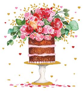 Sada papírových ubrousků Cake & Flowers, 40 dílů