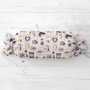 Biante Polštář válec bonbon Sandra SA-479 Levandule na krémovém 15x40 cm