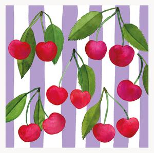 Sada papírových ubrousků Cherry & Stripes, 40 dílů