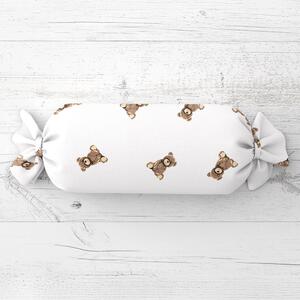 Biante Dětský polštář válec bonbon Sandra SA-531 Medvídci na bílém 15x40 cm