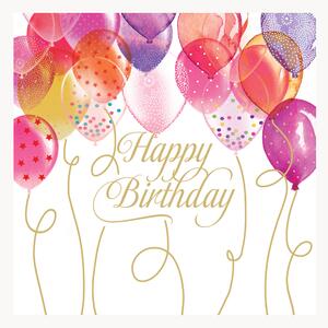 Sada papírových koktejlových ubrousků Birthday Balloons, 60 dílů
