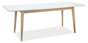 Jídelní stůl CESAR rozkládací 120-165x68 cm, bílý lak, dub