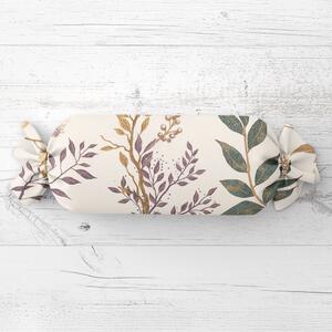 Biante Polštář válec bonbon Sandra SA-544 Podzimní větvičky na krémovém 15x40 cm