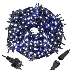 LED světelný řetěz - 25,5m, 300LED, IP44, studená bílá + záblesky