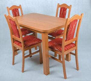 Jídelní set BIS stůl + židle 4ks dub sonoma potah červený
