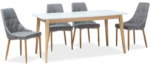 Jídelní stůl CESAR rozkládací 120-165x68 cm, bílý lak, dub