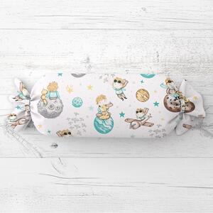 Biante Dětský polštář válec bonbon Sandra SA-561 Malý princ na bílém 15x40 cm