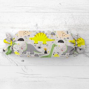 Biante Dětský polštář válec bonbon Sandra SA-564 Dinosauři a brontosauři na šedém 15x40 cm