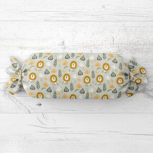 Biante Dětský polštář válec bonbon Sandra SA-565 Lvi na šedém 15x40 cm