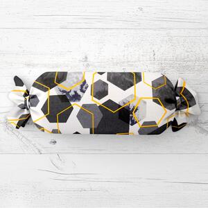 Biante Polštář válec bonbon Sandra SA-568 Šedo-modrofialové mramorové hexagony na bílém 15x40 cm