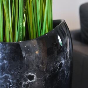 Vivanno mramorový květináč DELUXE, sklolaminát, výška 81 cm, černo/stříbrný lesk