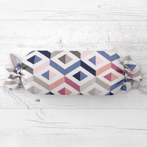Biante Polštář válec bonbon Sandra SA-573 Modro-růžovo-šedé kosočtverce 15x40 cm