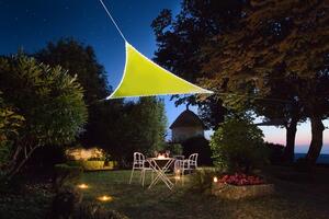Sleep-Well STÍNÍCÍ PLACHTA S LED DIODAMI (TROJÚHELNÍK, LIMETKOVÁ) LEM 3,6m