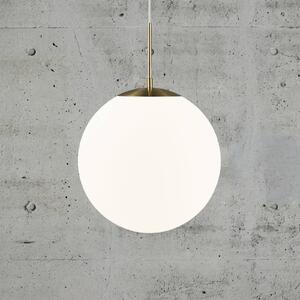 Nordlux Závěsné svítidlo Grant v mosazi se skleněnou koulí Ø 35 cm, stmívatelný, Bílá / opál, Obývací pokoj / jídelna, Sklo