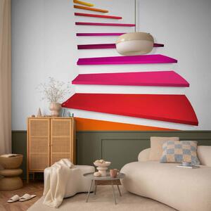 Fototapeta Iluze 3D - abstrakce v bílém prostoru s barevnými schody