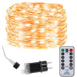 LED řetěz Nano - 48m, 480LED, 8 funkcí, ovladač, IP44, teplá bílá