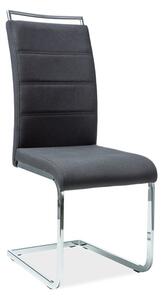 Jídelní židle čalouněná látkou v černé barvě na kovové konstrukci KN915