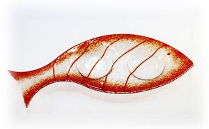 BDK-GLASS Skleněný svícínek rybička - FISH - červená Rozměr: 23x9cm