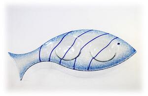 BDK-GLASS Skleněný svícínek rybička - FISH - modrá Rozměr: 23x9cm