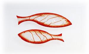 BDK-GLASS Skleněný svícínek rybička - FISH - červená Rozměr: 17x8cm