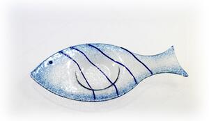 BDK-GLASS Skleněný svícínek rybička - FISH - modrá Rozměr: 17x8cm