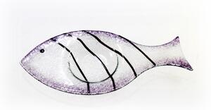 BDK-GLASS Skleněný svícínek rybička - FISH - fialová Rozměr: 17x8cm